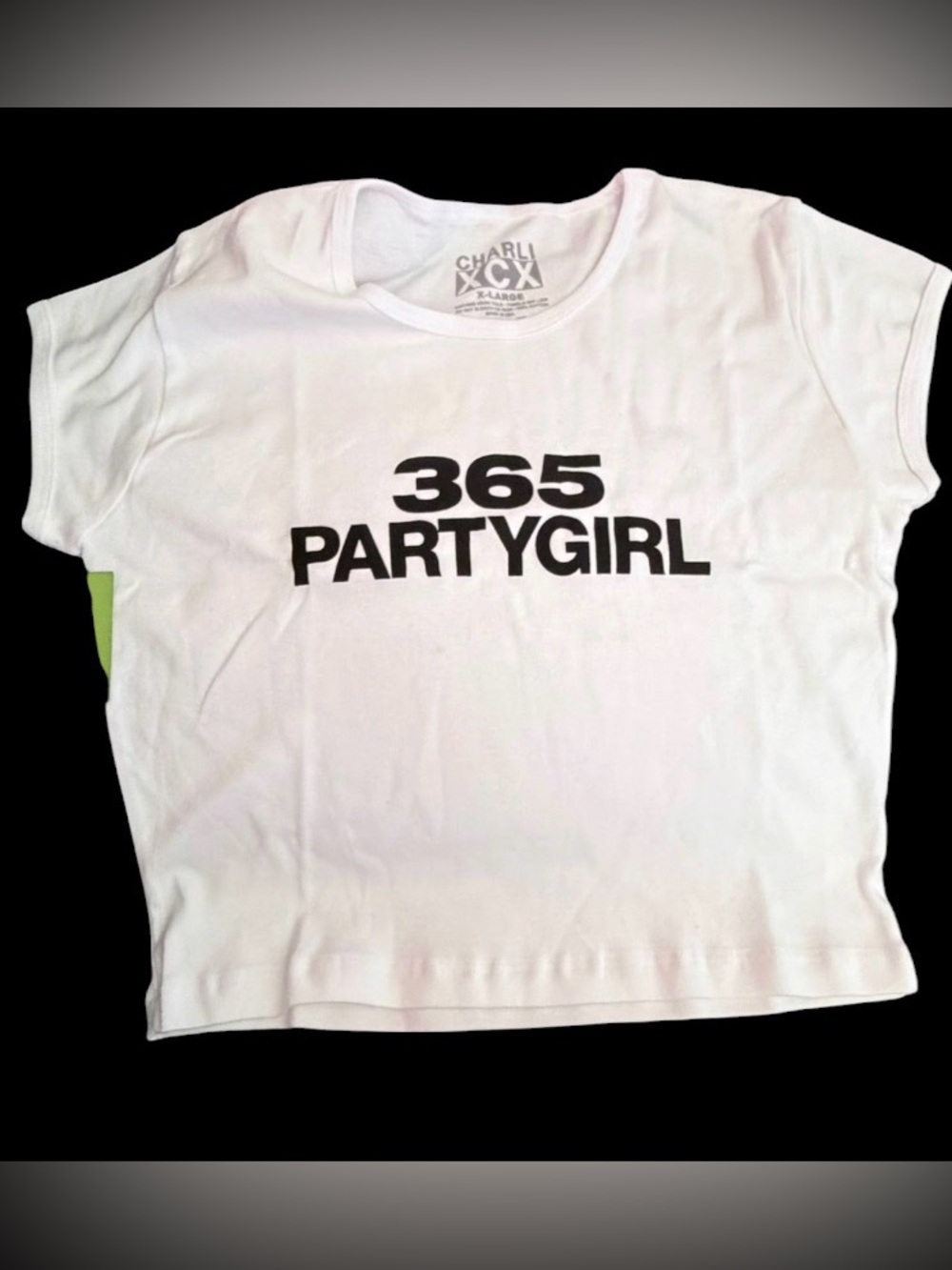 Charli XCX 365 party girl Official Tour Graphic Baby Tee Crop Shirt White XL NWT